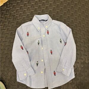 Janie and Jack Light Blue Embroidered Button-Down Shirt